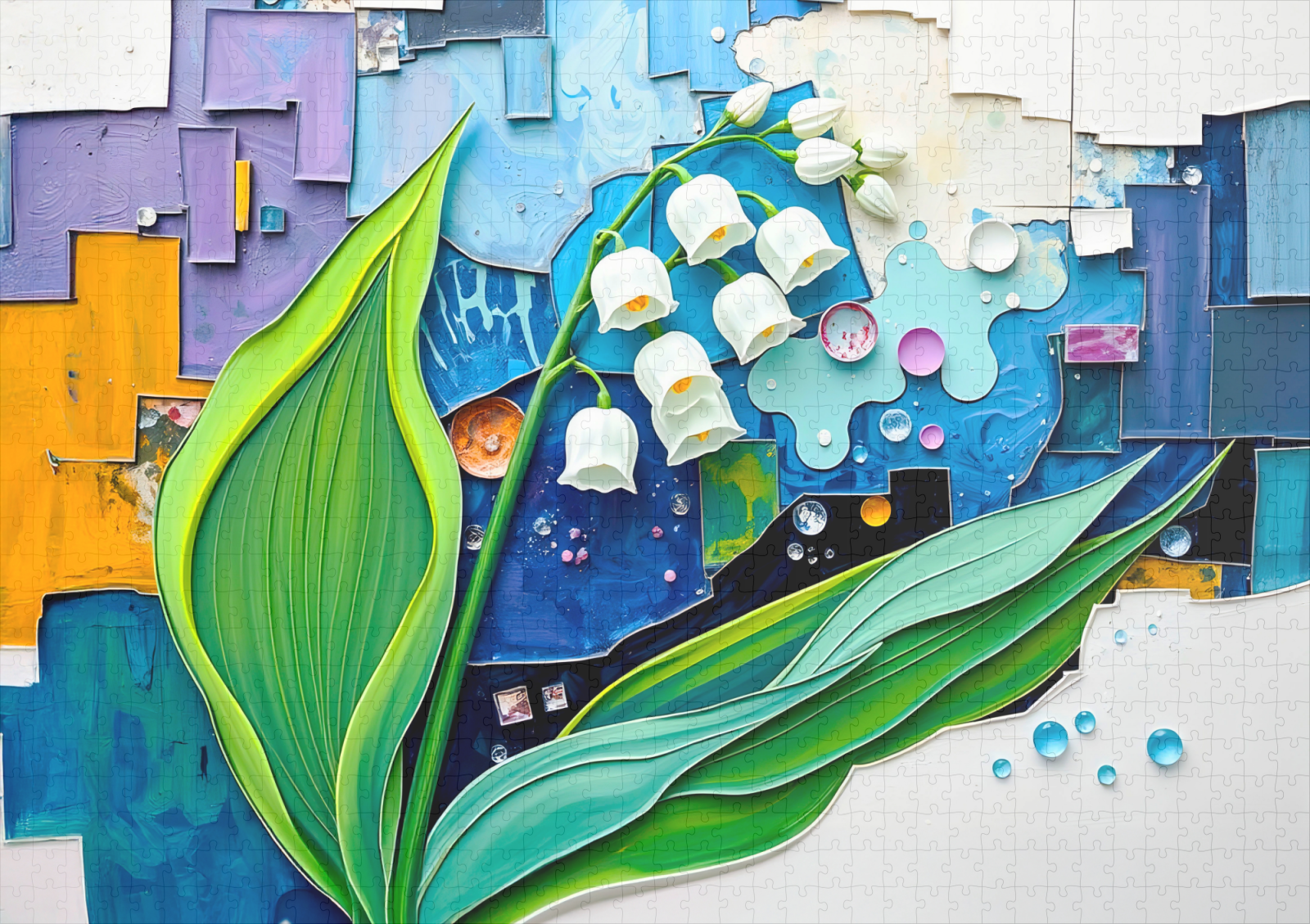 raxxa Premium-Puzzle: Graceful Lily of the Valley in Modern Abstract Style - immagine 2