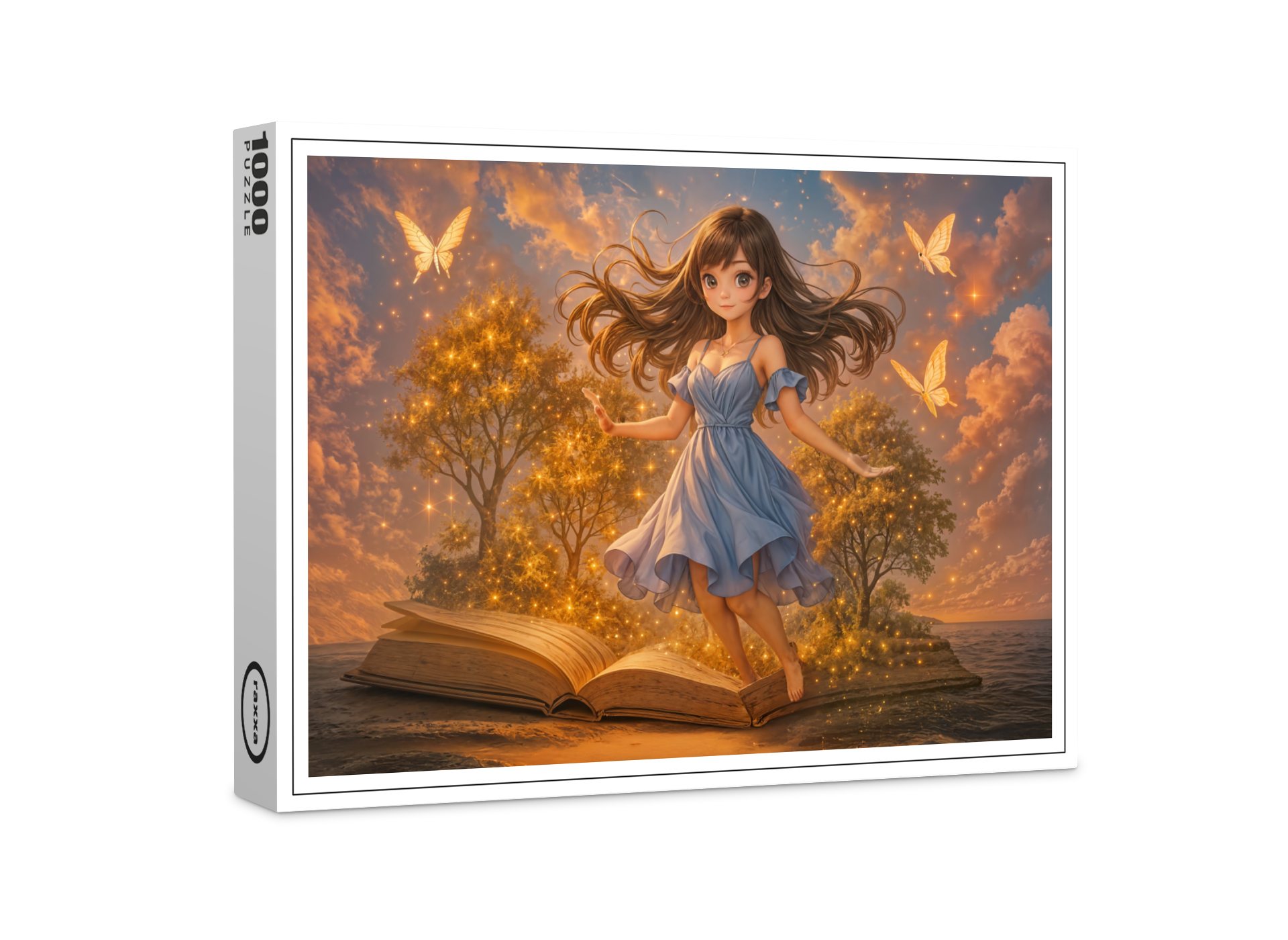 raxxa Premium-Puzzle: Anime girl with magical book powers