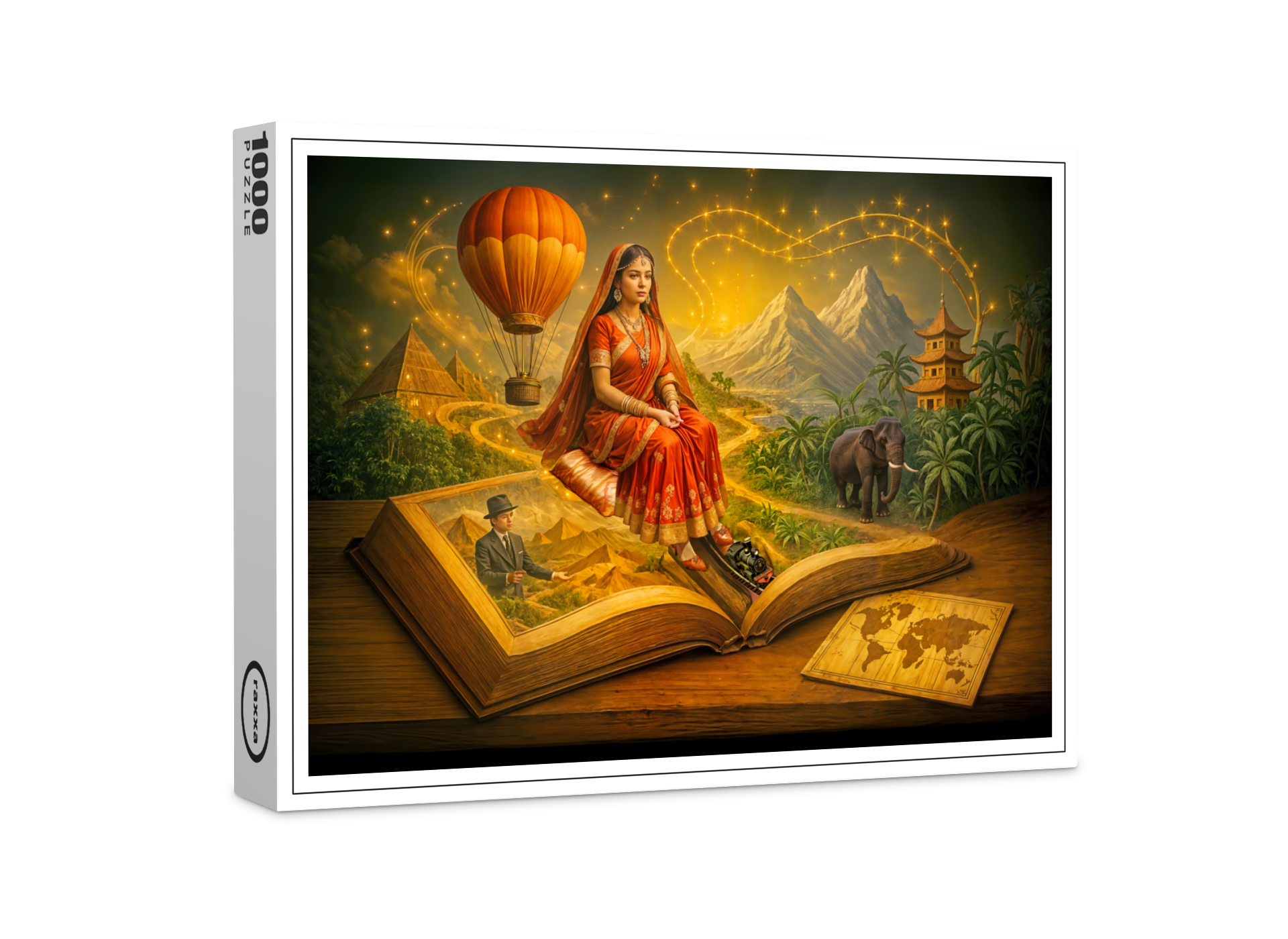 raxxa Premium-Puzzle: World journey from classic travel book