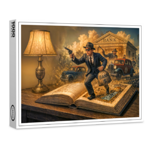 raxxa Premium-Puzzle: 1920s gangster book scene illustration