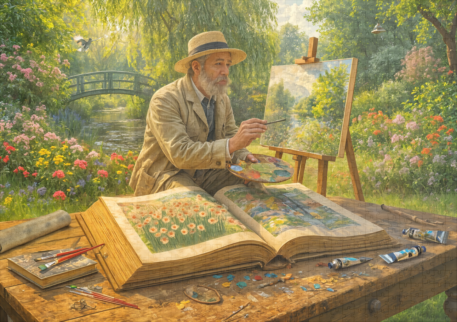 raxxa Premium-Puzzle: Painter in garden from art storybook - Imagen 2