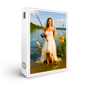 raxxa Premium-Puzzle: Bride with Fishing Rod and Hook at Lakeside