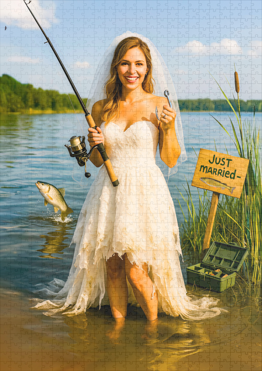 raxxa Premium-Puzzle: Bride with Fishing Rod and Hook at Lakeside - Imagen 2