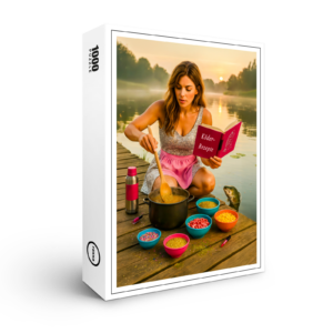 raxxa Premium-Puzzle: Woman Cooking Glitter Bait for frish on the Dock