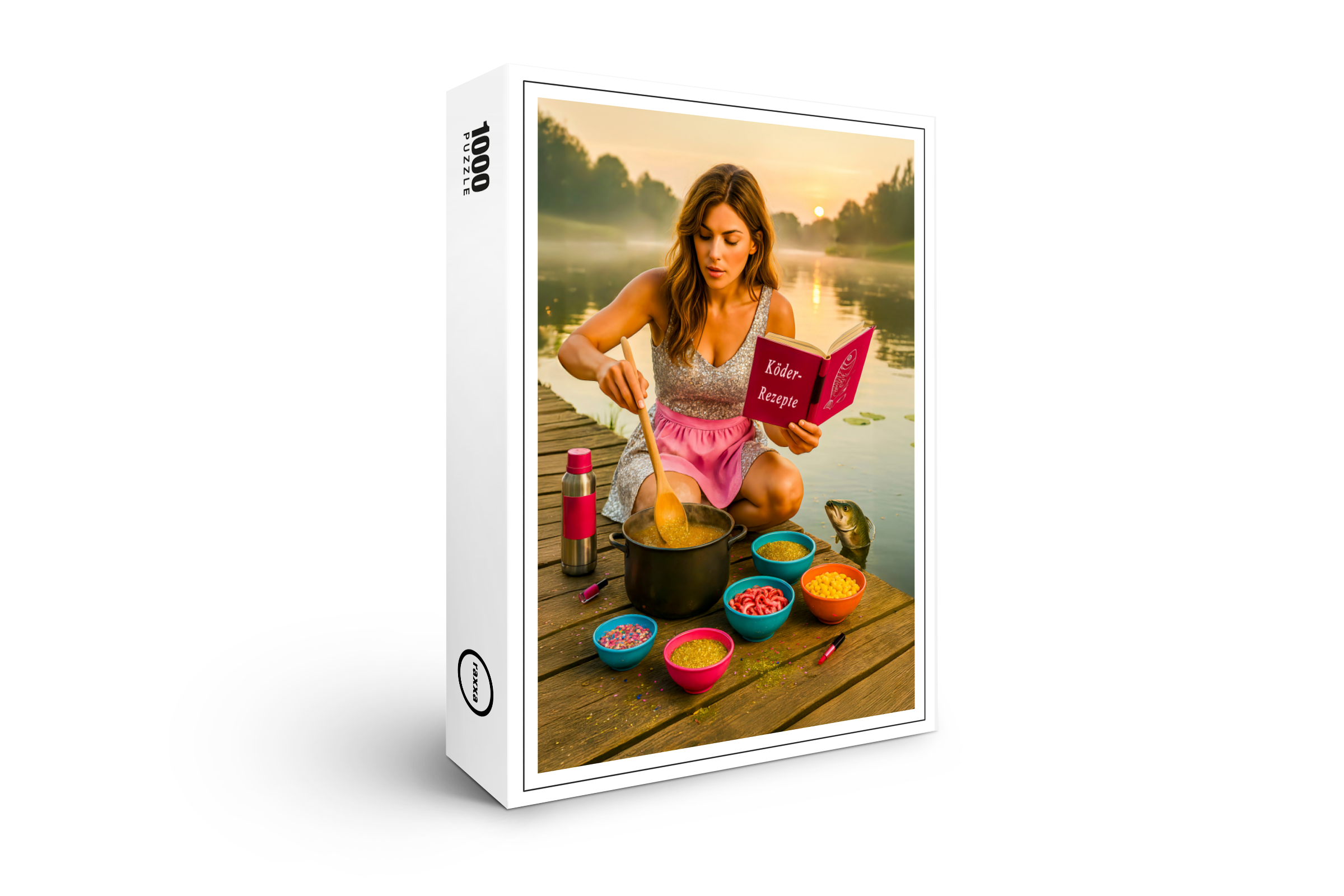raxxa Premium-Puzzle: Woman Cooking Glitter Bait for frish on the Dock