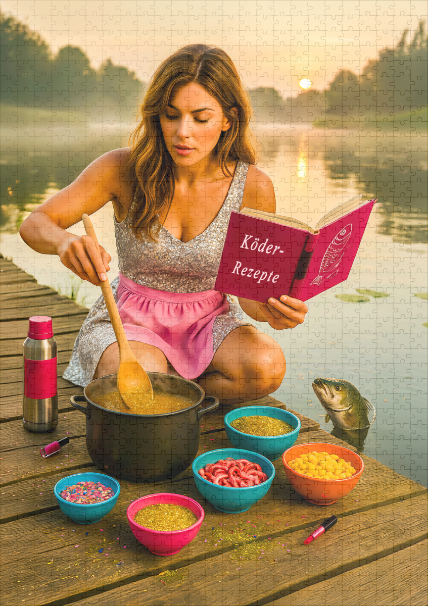 raxxa Premium-Puzzle: Woman Cooking Glitter Bait for frish on the Dock - immagine 2