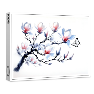 raxxa Premium-Puzzle: Magnolia with Butterfly Asian Ink Painting