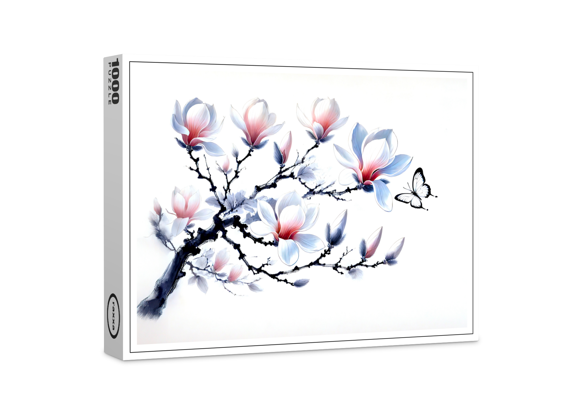 raxxa Premium-Puzzle: Magnolia with Butterfly Asian Ink Painting