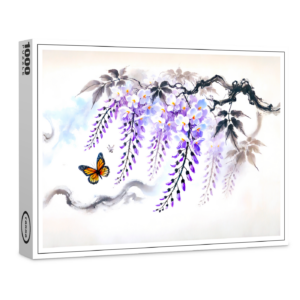 raxxa Premium-Puzzle: Wisteria and Butterfly Asian Ink Painting