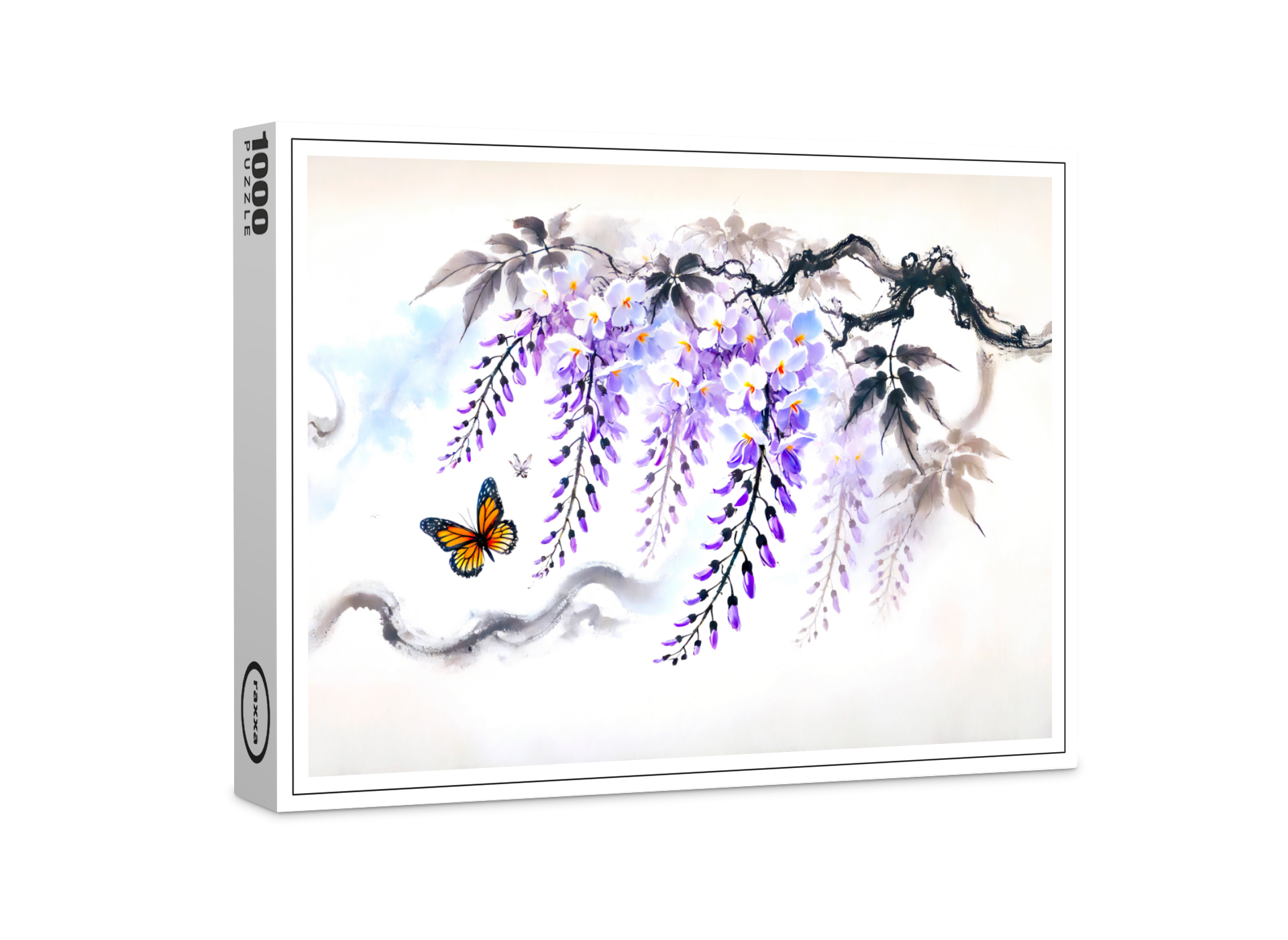 raxxa Premium-Puzzle: Wisteria and Butterfly Asian Ink Painting