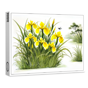 raxxa Premium-Puzzle: Yellow Irises Asian Ink Painting