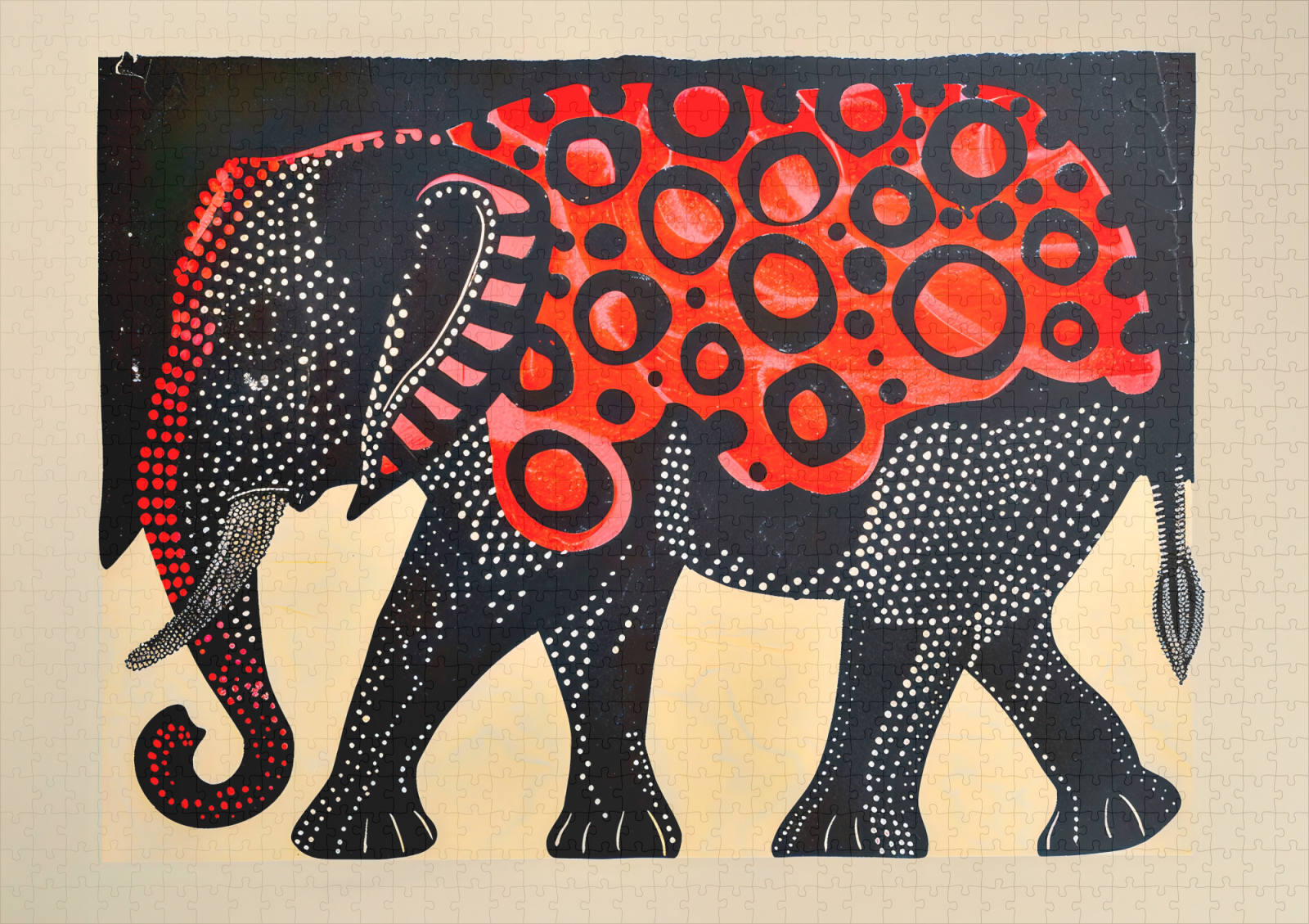 raxxa Premium-Puzzle: Abstract Elephant with Large Red Circles - immagine 2