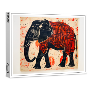 raxxa Premium-Puzzle: Dual-Tone Elephant on Cream Background
