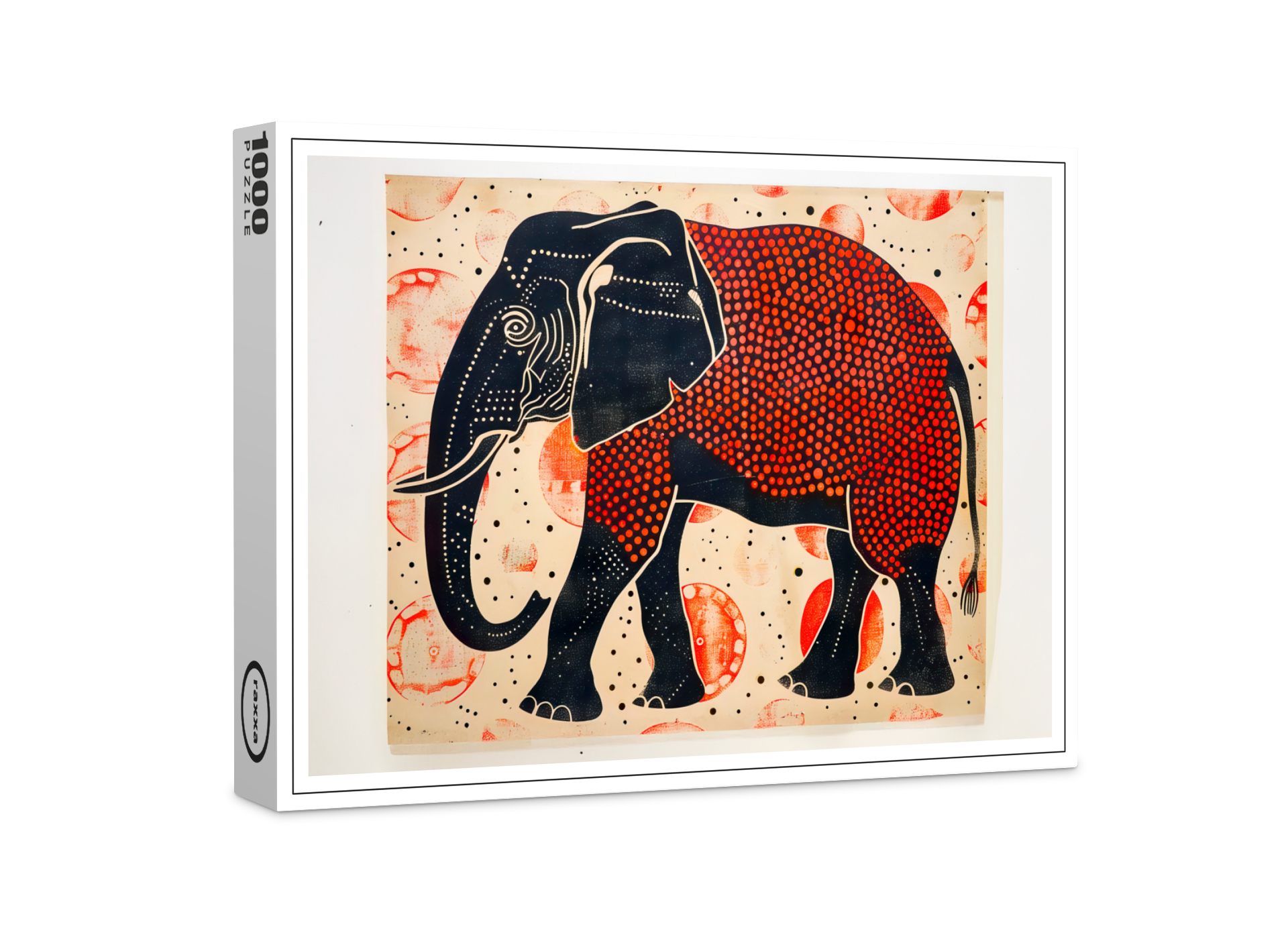 raxxa Premium-Puzzle: Dual-Tone Elephant on Cream Background