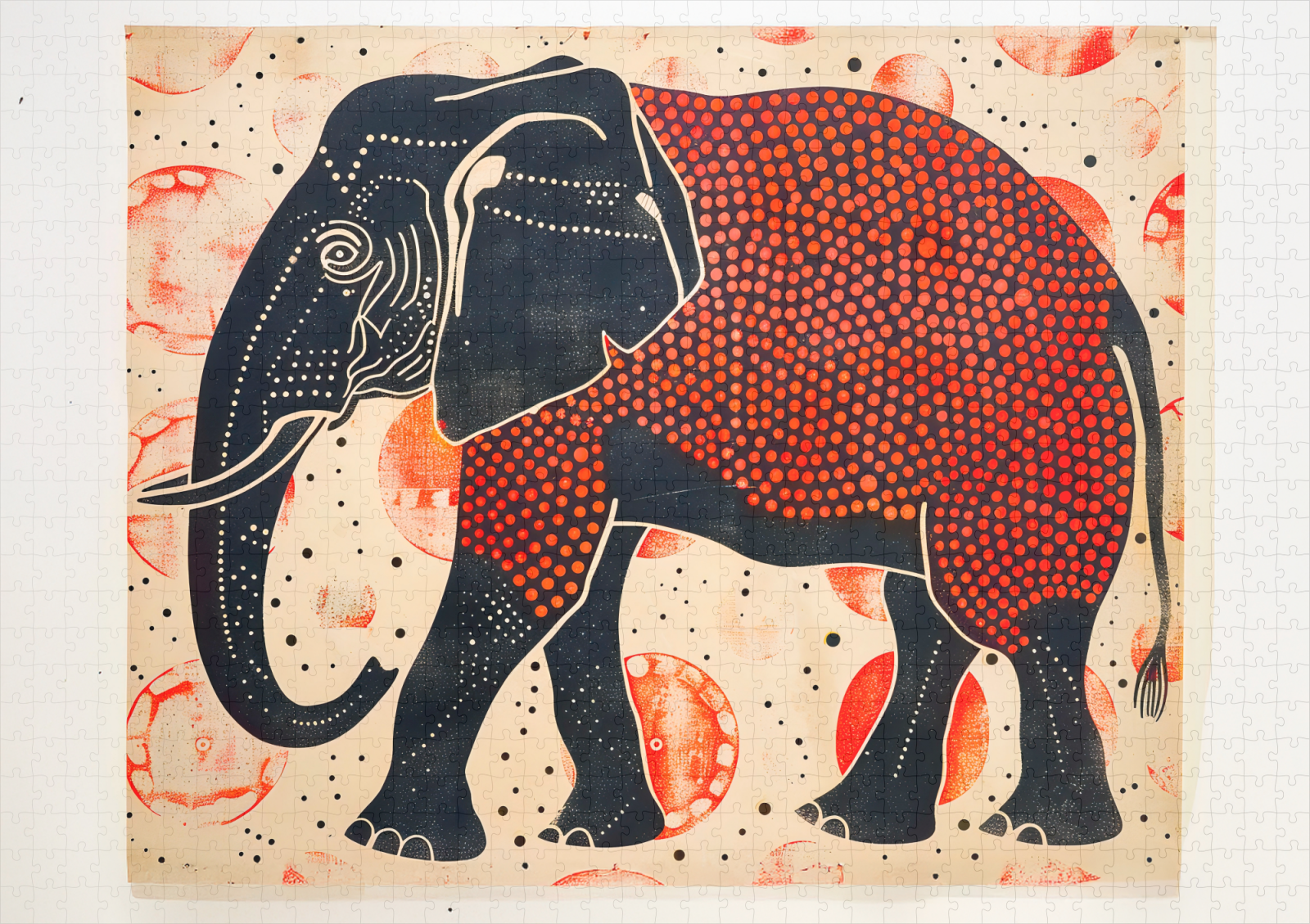 raxxa Premium-Puzzle: Dual-Tone Elephant on Cream Background - immagine 2