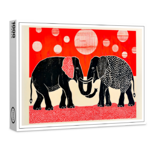 raxxa Premium-Puzzle: Black Elephants with Red Moons