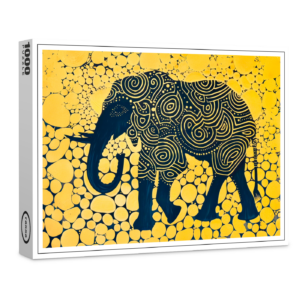 raxxa Premium-Puzzle: Black and Yellow Elephant on Honeycomb