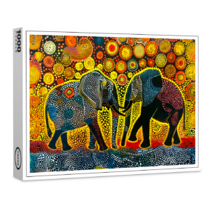 raxxa Premium-Puzzle: Elephant Couple with Sunflowers