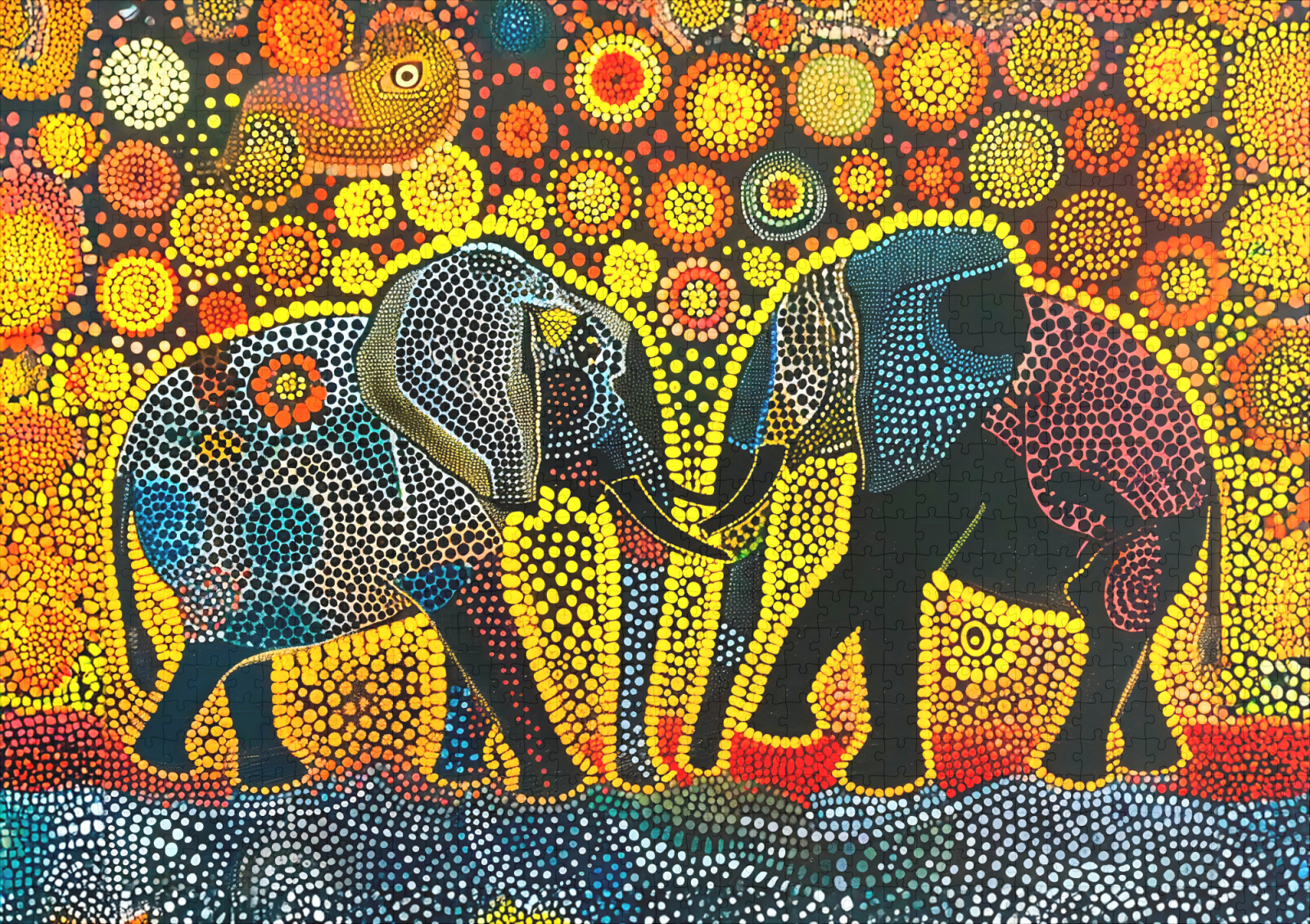 raxxa Premium-Puzzle: Elephant Couple with Sunflowers – Image 2