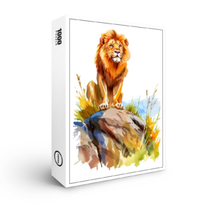 raxxa Premium-Puzzle: Watercolor painting of lion sitting on a rock