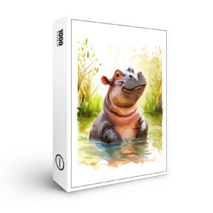 raxxa Premium-Puzzle: Smiling Hippo in Water