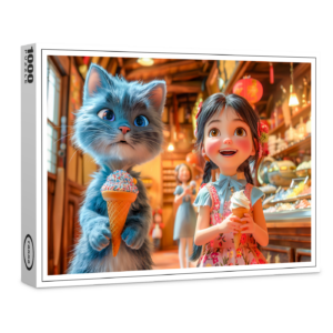 raxxa Premium-Puzzle: Girl and Cat at Chinese Market