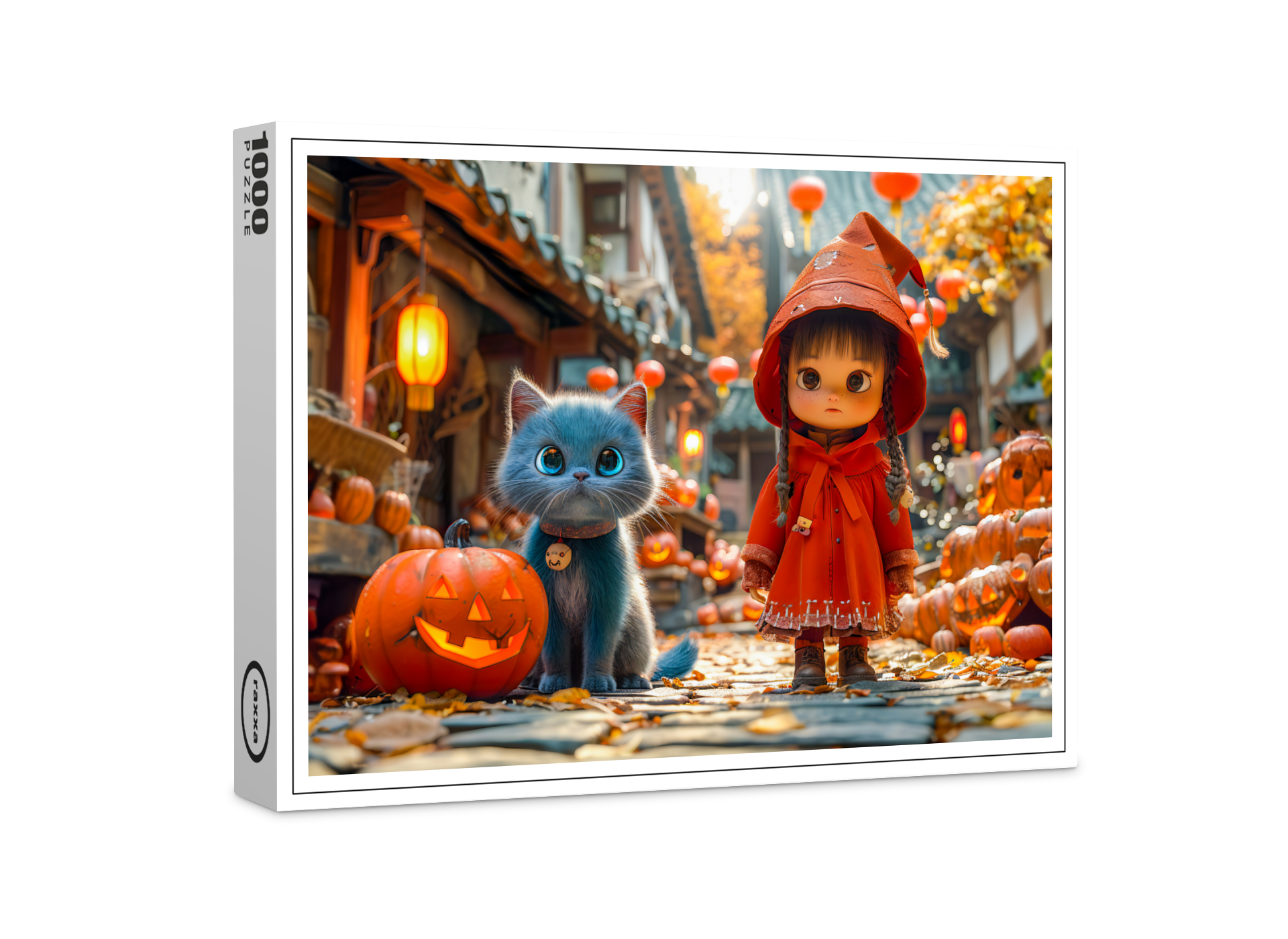 raxxa Premium-Puzzle: Halloween Adventure with Girl and Cat