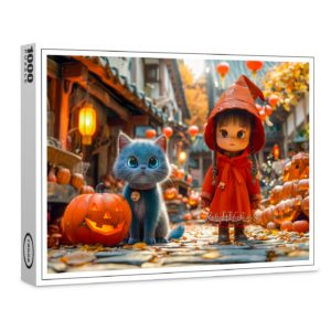 raxxa Premium-Puzzle: Halloween Adventure with Girl and Cat