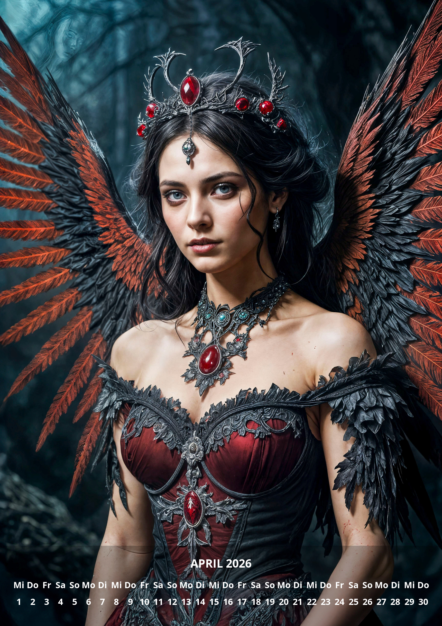 raxxa Premium-Monatskalender Dark Angels 2026 - immagine 6