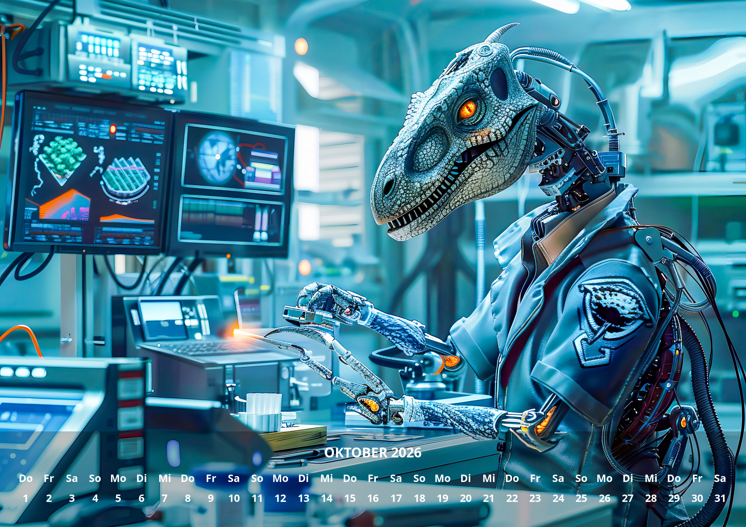 raxxa Premium-Monatskalender Dino Alltag 2026 - immagine 12