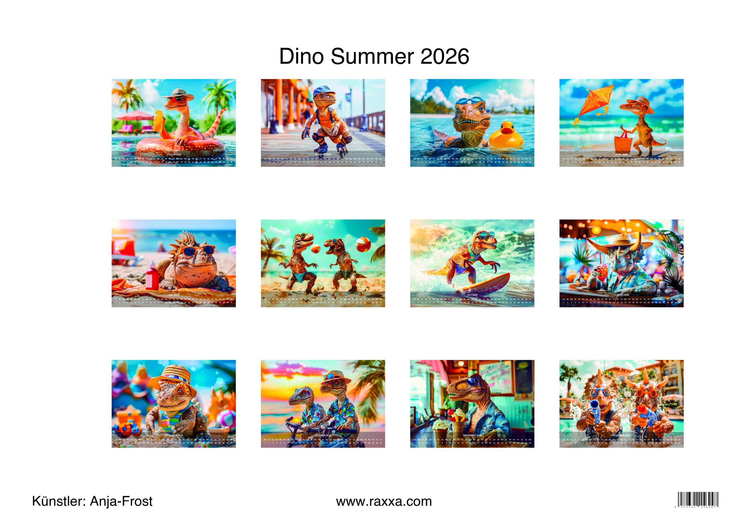 raxxa Premium-Monatskalender Dino Summer 2026 – Bild 2