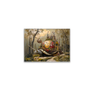 raxxa Glas-Magnet: Snail with Castle on Its Shell in Fantasy Scene