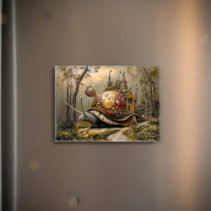 raxxa Glas-Magnet: Snail with Castle on Its Shell in Fantasy Scene