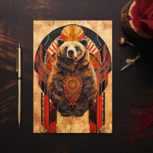 raxxa Postkarte: Bear Totem – Strength in Deco Style