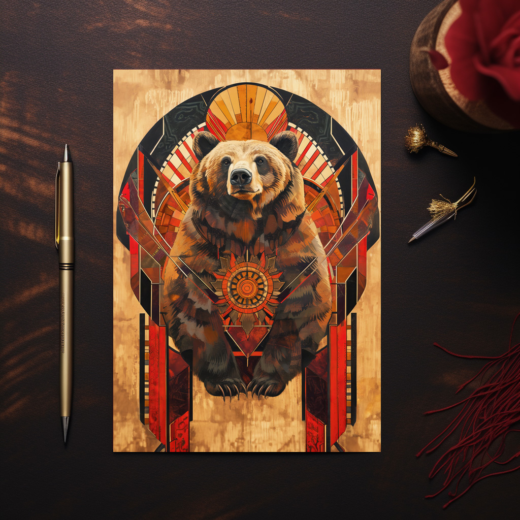 raxxa Postkarte: Bear Totem – Strength in Deco Style