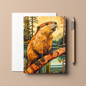 raxxa Postkarte: Beaver Totem – Builder in Deco Style