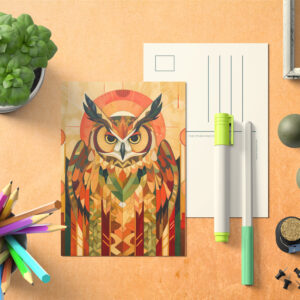 raxxa Postkarte: Owl Totem – Urban Art Deco Spirit