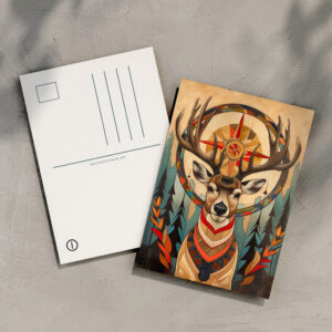 raxxa Postkarte: Deer Totem – Graceful Art Deco Spirit