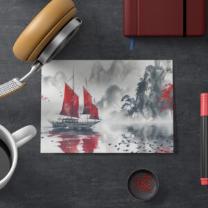 raxxa Postkarte: Chinese Watercolor Junk on Serene Lake