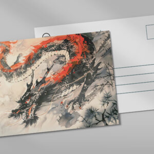 raxxa Postkarte: Chinese Watercolor Red Dragon Power