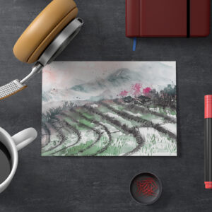 raxxa Postkarte: Chinese Watercolor Serene Rice Terraces