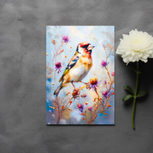 raxxa Postkarte: Goldfinch in Flight, Impressionist Style