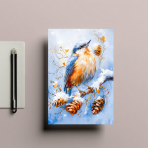 raxxa Postkarte: Eurasian Nuthatch in Impressionist Style Painting