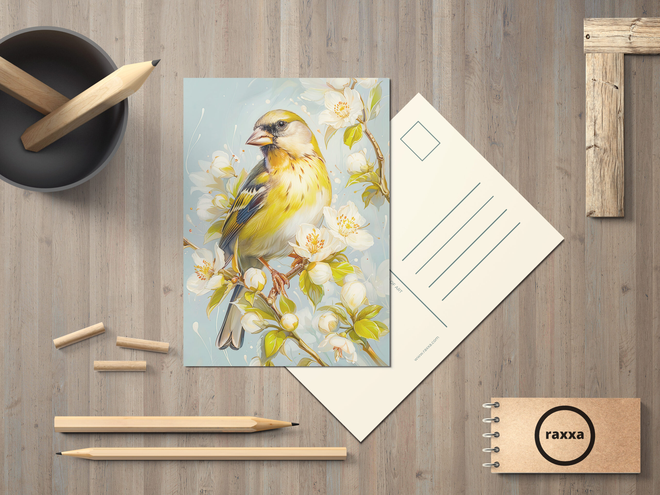 raxxa Postkarte: European Greenfinch in Natures Colors