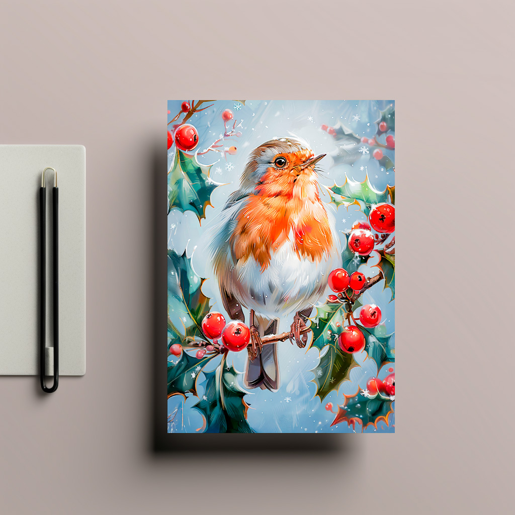 raxxa Postkarte: Robin in Nature Impressionist Style Art