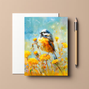 raxxa Postkarte: Eurasian Blue Tit in Impressionistic Landscape