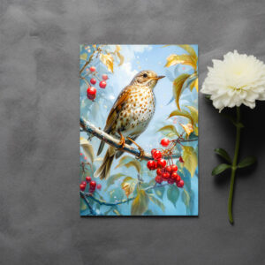 raxxa Postkarte: Fieldfare in Winter Landscape Impressionist Art