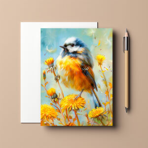 raxxa Postkarte: Eurasian Blue Tit in Impressionistic Landscape