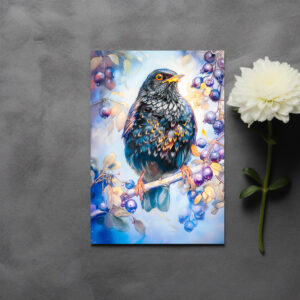 raxxa Postkarte: Blackbird in Garden Impressionist Painting