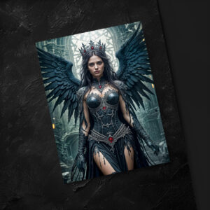 raxxa Postkarte: Gothic Black Angel in Ancient Hall